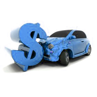 Car crashing into a dollar sign